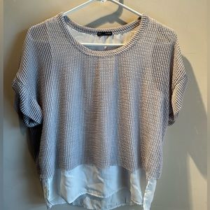 Zara Light Taupe Knit Boxy Top with White Hem